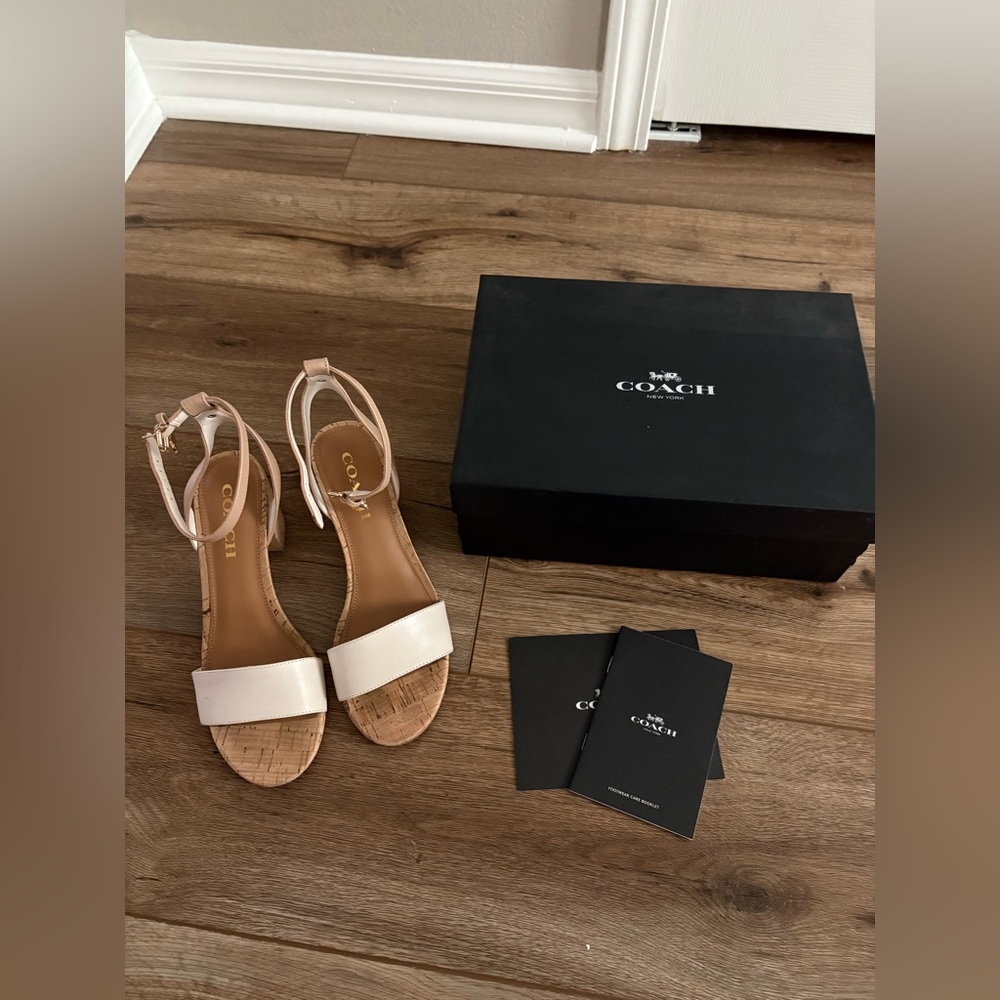 COACH Thompson Mat Calf Block Sandal Heels